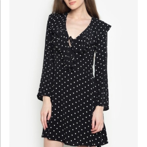 polka dot ruffle mini dress